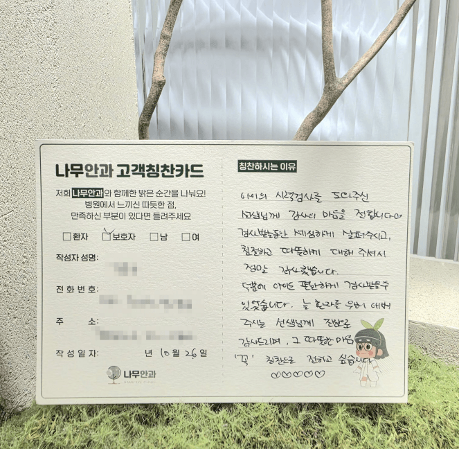 나무안과 아이 시력검사 후기